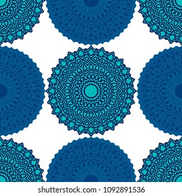 Ethnic Seamless Pattern. Abstract Oriental Mandala Background. Vintage Rapport for Wallpaper, Textile, Fabric and Paper. Seamless Pattern with Mandala