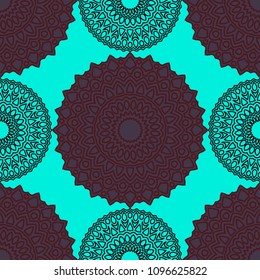 Ethnic Seamless Pattern. Abstract Oriental Mandala Background. Vintage Rapport for Wallpaper, Textile, Fabric and Paper. Seamless Pattern with Mandala