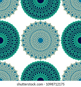 Ethnic Seamless Pattern. Abstract Oriental Mandala Background. Vintage Rapport for Wallpaper, Textile, Fabric and Paper. Seamless Pattern with Mandala