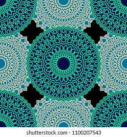 Ethnic Seamless Pattern. Abstract Oriental Mandala Background. Vintage Rapport for Wallpaper, Textile, Fabric and Paper. Seamless Pattern with Mandala