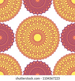 Ethnic Seamless Pattern. Abstract Oriental Mandala Background. Vintage Rapport for Wallpaper, Textile, Fabric and Paper. Seamless Pattern with Mandala