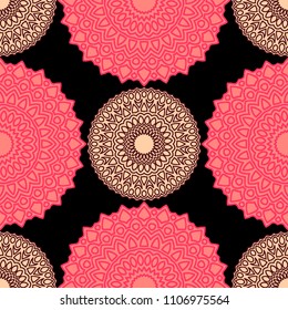 Ethnic Seamless Pattern. Abstract Oriental Mandala Background. Vintage Rapport for Wallpaper, Textile, Fabric and Paper. Seamless Pattern with Mandala