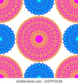 Ethnic Seamless Pattern. Abstract Oriental Mandala Background. Vintage Rapport for Wallpaper, Textile, Fabric and Paper. Seamless Pattern with Mandala