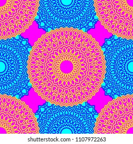 Ethnic Seamless Pattern. Abstract Oriental Mandala Background. Vintage Rapport for Wallpaper, Textile, Fabric and Paper. Seamless Pattern with Mandala