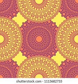 Ethnic Seamless Pattern. Abstract Oriental Mandala Background. Vintage Rapport for Wallpaper, Textile, Fabric and Paper. Seamless Pattern with Mandala