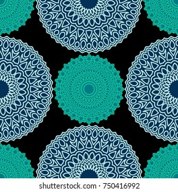 Ethnic Seamless Pattern. Abstract Oriental Mandala Background. Vintage Rapport for Wallpaper, Textile, Fabric and Paper. Seamless Pattern with Mandala