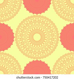 Ethnic Seamless Pattern. Abstract Oriental Mandala Background. Vintage Rapport for Wallpaper, Textile, Fabric and Paper. Seamless Pattern with Mandala