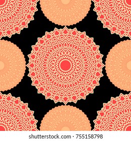 Ethnic Seamless Pattern. Abstract Oriental Mandala Background. Vintage Rapport for Wallpaper, Textile, Fabric and Paper. Seamless Pattern with Mandala
