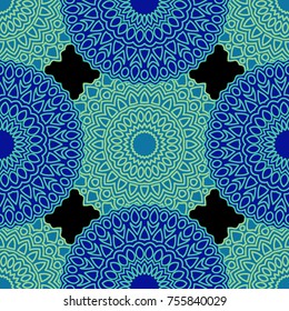 Ethnic Seamless Pattern. Abstract Oriental Mandala Background. Vintage Rapport for Wallpaper, Textile, Fabric and Paper. Seamless Pattern with Mandala