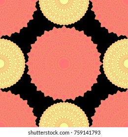 Ethnic Seamless Pattern. Abstract Oriental Mandala Background. Vintage Rapport for Wallpaper, Textile, Fabric and Paper. Seamless Pattern with Mandala