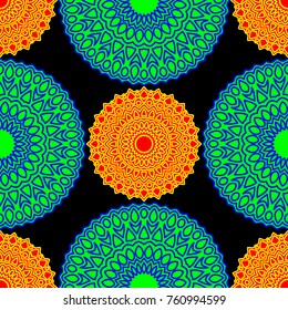 Ethnic Seamless Pattern. Abstract Oriental Mandala Background. Vintage Rapport for Wallpaper, Textile, Fabric and Paper. Seamless Pattern with Mandala
