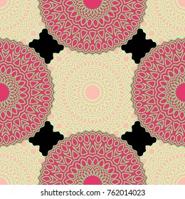 Ethnic Seamless Pattern. Abstract Oriental Mandala Background. Vintage Rapport for Wallpaper, Textile, Fabric and Paper. Seamless Pattern with Mandala
