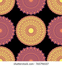 Ethnic Seamless Pattern. Abstract Oriental Mandala Background. Vintage Rapport for Wallpaper, Textile, Fabric and Paper. Seamless Pattern with Mandala