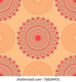 Ethnic Seamless Pattern. Abstract Oriental Mandala Background. Vintage Rapport for Wallpaper, Textile, Fabric and Paper. Seamless Pattern with Mandala