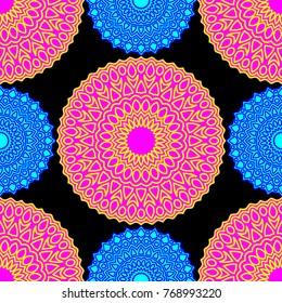 Ethnic Seamless Pattern. Abstract Oriental Mandala Background. Vintage Rapport for Wallpaper, Textile, Fabric and Paper. Seamless Pattern with Mandala