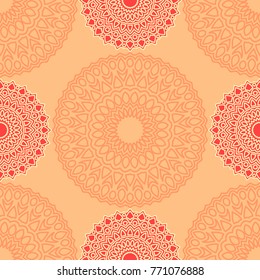 Ethnic Seamless Pattern. Abstract Oriental Mandala Background. Vintage Rapport for Wallpaper, Textile, Fabric and Paper. Seamless Pattern with Mandala