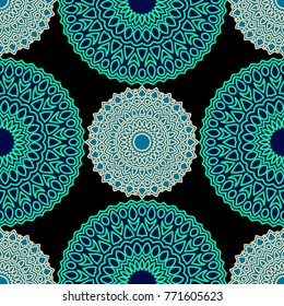 Ethnic Seamless Pattern. Abstract Oriental Mandala Background. Vintage Rapport for Wallpaper, Textile, Fabric and Paper. Seamless Pattern with Mandala