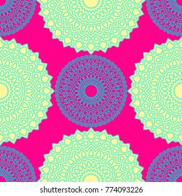 Ethnic Seamless Pattern. Abstract Oriental Mandala Background. Vintage Rapport for Wallpaper, Textile, Fabric and Paper. Seamless Pattern with Mandala