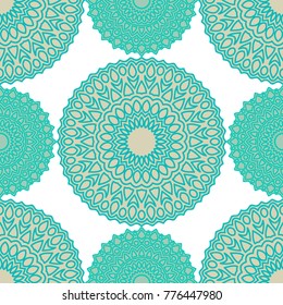 Ethnic Seamless Pattern. Abstract Oriental Mandala Background. Vintage Rapport for Wallpaper, Textile, Fabric and Paper. Seamless Pattern with Mandala