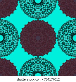 Ethnic Seamless Pattern. Abstract Oriental Mandala Background. Vintage Rapport for Wallpaper, Textile, Fabric and Paper. Seamless Pattern with Mandala