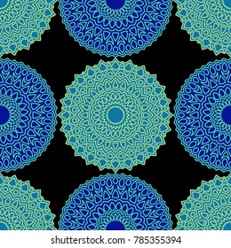 Ethnic Seamless Pattern. Abstract Oriental Mandala Background. Vintage Rapport for Wallpaper, Textile, Fabric and Paper. Seamless Pattern with Mandala