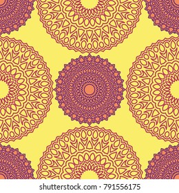 Ethnic Seamless Pattern. Abstract Oriental Mandala Background. Vintage Rapport for Wallpaper, Textile, Fabric and Paper. Seamless Pattern with Mandala