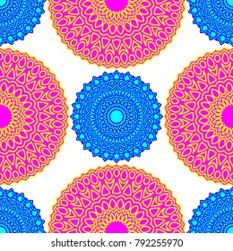 Ethnic Seamless Pattern. Abstract Oriental Mandala Background. Vintage Rapport for Wallpaper, Textile, Fabric and Paper. Seamless Pattern with Mandala