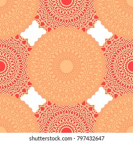 Ethnic Seamless Pattern. Abstract Oriental Mandala Background. Vintage Rapport for Wallpaper, Textile, Fabric and Paper. Seamless Pattern with Mandala
