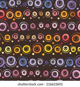 Ethnic seamless pattern. Abstract watercolor pattern made from circles hand-drawn