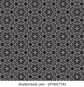 ethnic seamless pattern. abstract white swirls on black. perfect design for interior decoration, textile print. minimalistic vector hand-drawn seamless pattern