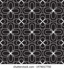 ethnic seamless pattern. abstract white swirls on black. perfect design for interior decoration, textile print. minimalistic vector hand-drawn seamless pattern
