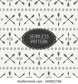 Ethnic seamless pattern with arrows. Hand drawn doodles. Stylish graphic texture for your design. Beautiful background. Vector illustration. For wallpaper, pattern fills, web page background, blog.