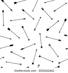 Ethnic seamless pattern with arrows. Tribal hand drawn background. Design for wrapping paper, wallpaper, fabric. Vector illustration