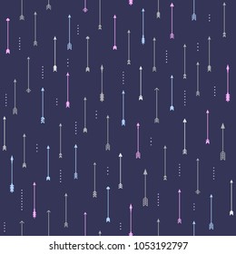 Ethnic seamless pattern with arrows. Tribal hand drawn background. Design for wrapping paper, wallpaper, fabric. Vector