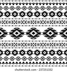 Ethnic seamless pattern. Aztec black-white background. Tribal, ethnic, navajo print. Modern abstract wallpaper. Vector illustration.