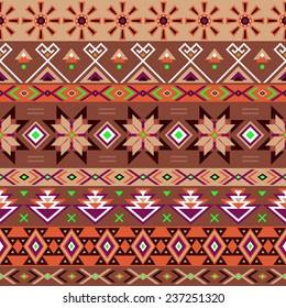 Ethnic seamless pattern. Aztec colorful striped background. Tribal, ethnic, navajo print. Modern abstract wallpaper. Soft colors. Vector illustration.