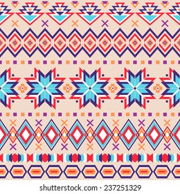 Ethnic seamless pattern. Aztec colorful striped background. Tribal, ethnic, navajo print. Modern abstract wallpaper. Soft colors. Vector illustration.