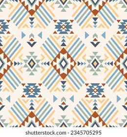 Ethnic seamless pattern. Aztec geometric background. Hand drawn navajo fabric. Modern abstract wallpaper. Vector illustration.