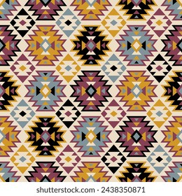 Ethnic seamless pattern. Aztec geometric background. Navajo fabric. Modern abstract wallpaper. Vector illustration.