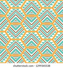 Ethnic seamless pattern. Aztec, Navajo, Boho print. Geometric design. Patchwork tile.