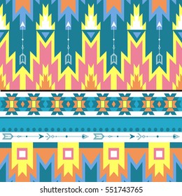 Ethnic Seamless  pattern. Aztec texture. Vector illustration. Pastel cute colors