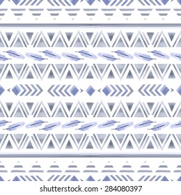 Ethnic seamless pattern.  Aztec watercolor background