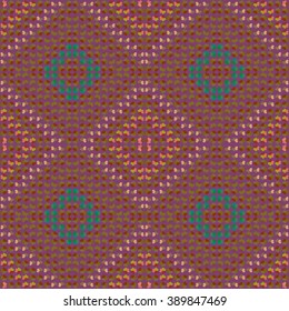 ethnic seamless pattern background in brown and blue colors, vector illustration