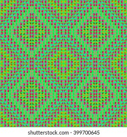 ethnic seamless pattern background in green and purple colors, vector illustration