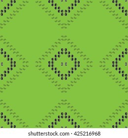 ethnic seamless pattern background in green and violet colors, vector illustration