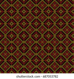 ethnic seamless pattern background, vector illustration traditional textures in red, orange, yellow and black colors