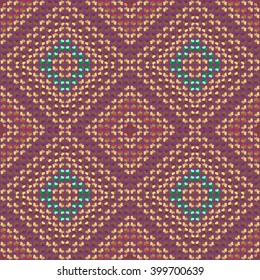 ethnic seamless pattern background in violet and blue colors, vector illustration