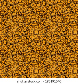 Ethnic seamless pattern in black and gold. Folk ornament. Lace background. Arabesques. Wallpaper. Endless print texture. Arabic Style - vector 
