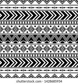 Ethnic Seamless Pattern in black and white color. Tribal Pattern. Aztec Vector design. Ikat Motifs
