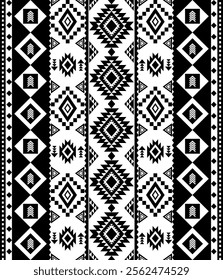Ethnic seamless pattern in black and white. Tribal aztec style.